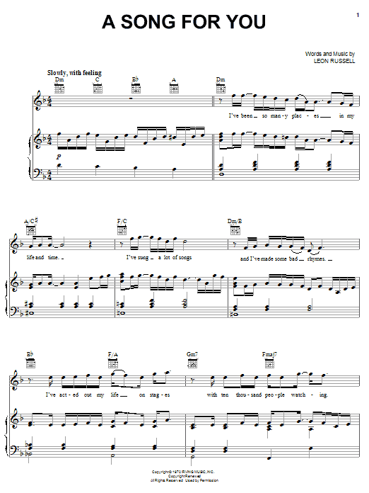Download Elliott Yamin A Song For You Sheet Music and learn how to play Piano, Vocal & Guitar (Right-Hand Melody) PDF digital score in minutes