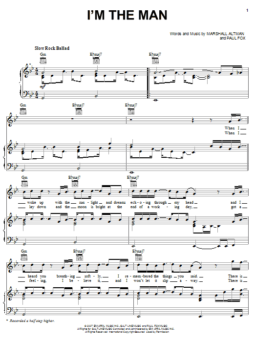 Download Elliott Yamin I'm The Man Sheet Music and learn how to play Piano, Vocal & Guitar (Right-Hand Melody) PDF digital score in minutes