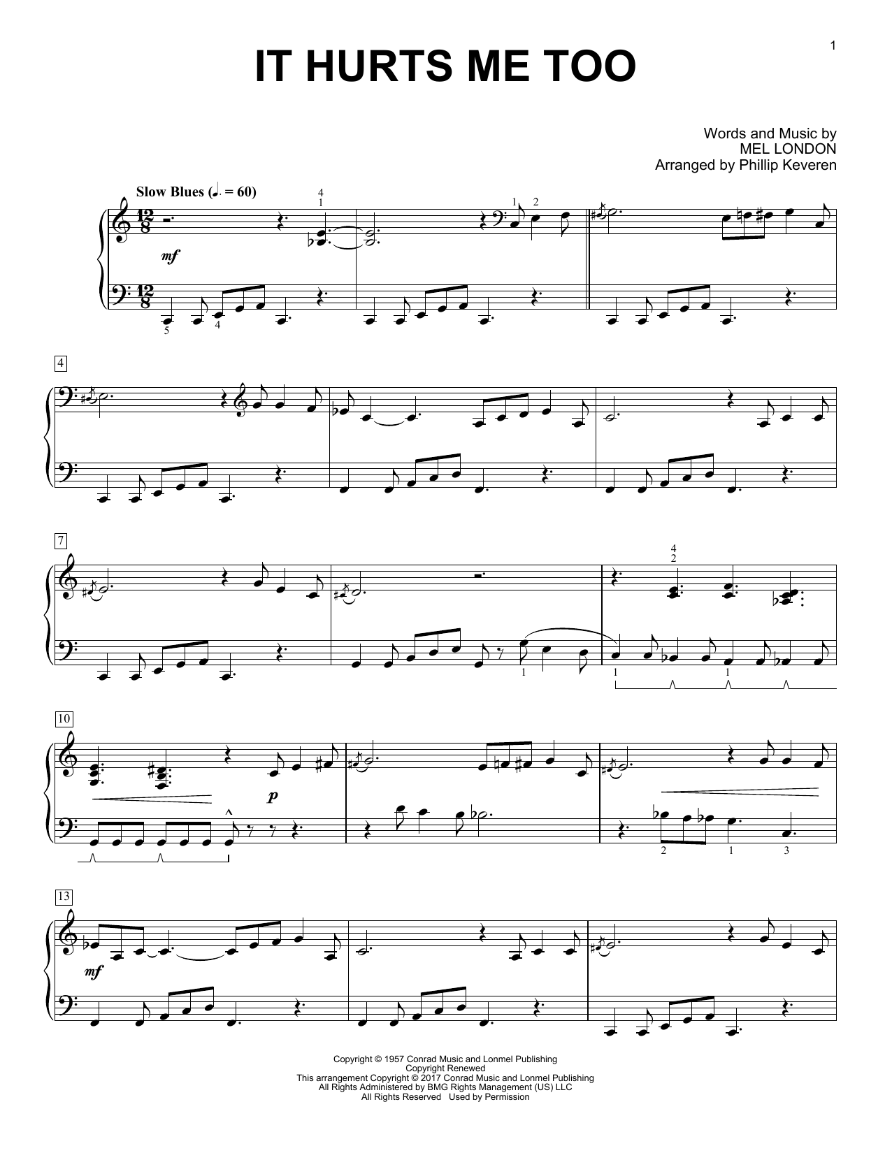 Download Elmore James It Hurts Me Too (arr. Phillip Keveren) Sheet Music and learn how to play Piano Solo PDF digital score in minutes