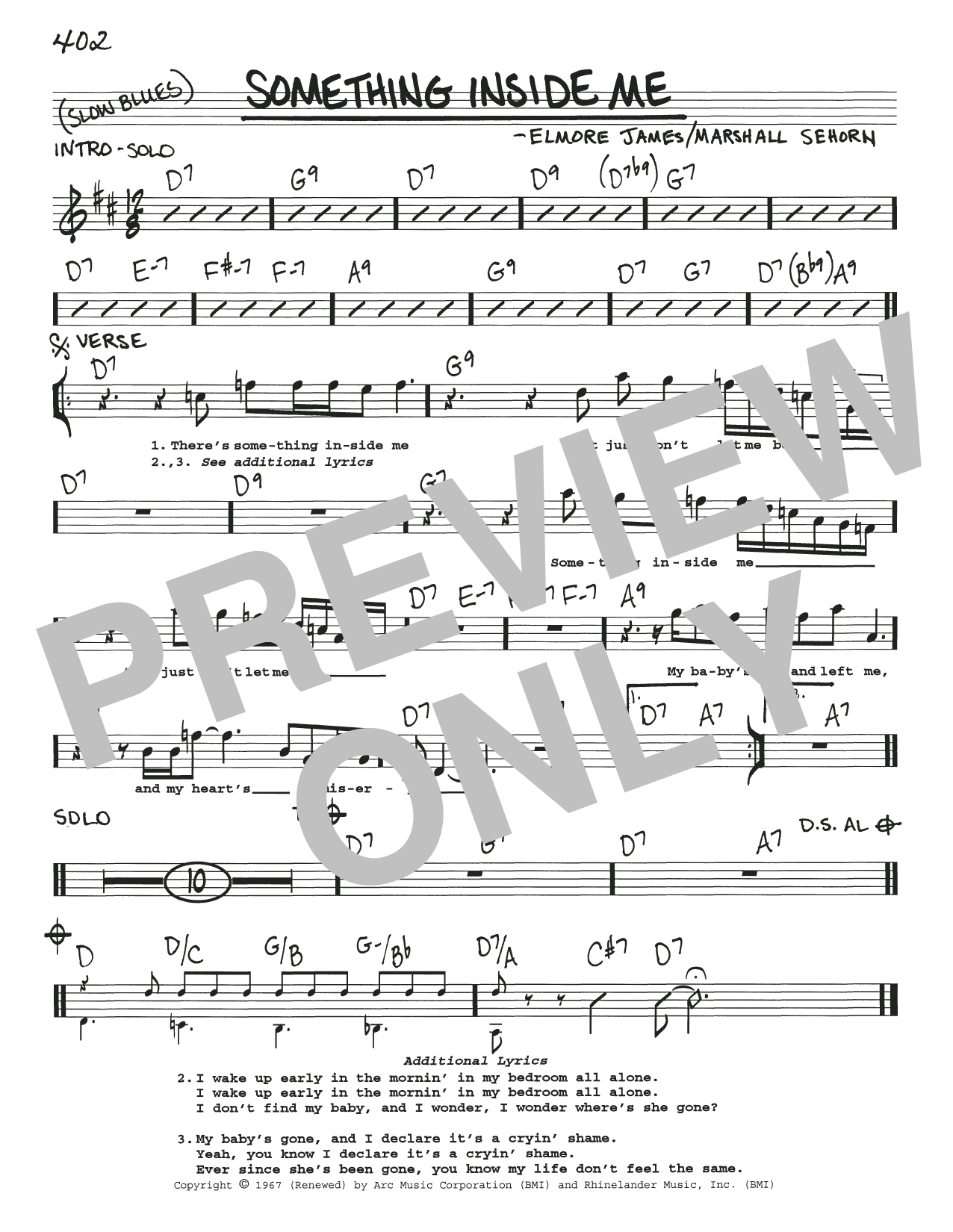 Download Elmore James Something Inside Me Sheet Music and learn how to play Real Book – Melody, Lyrics & Chords PDF digital score in minutes