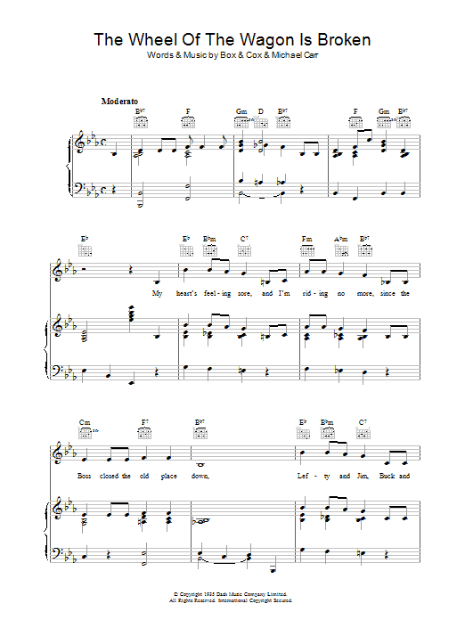 Download Elton Box The Wheel Of The Wagon Is Broken Sheet Music and learn how to play Piano, Vocal & Guitar (Right-Hand Melody) PDF digital score in minutes