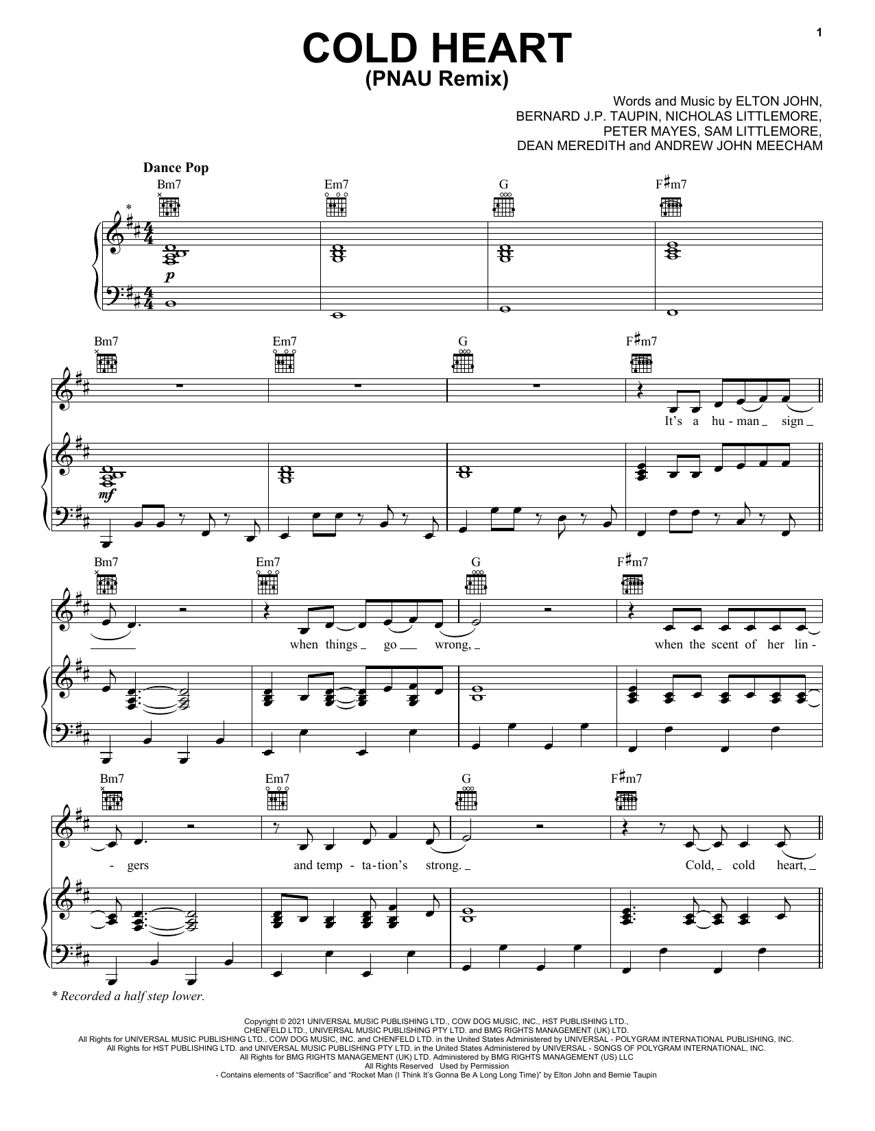 Download Elton John & Dua Lipa Cold Heart (PNAU Remix) Sheet Music and learn how to play Ukulele PDF digital score in minutes