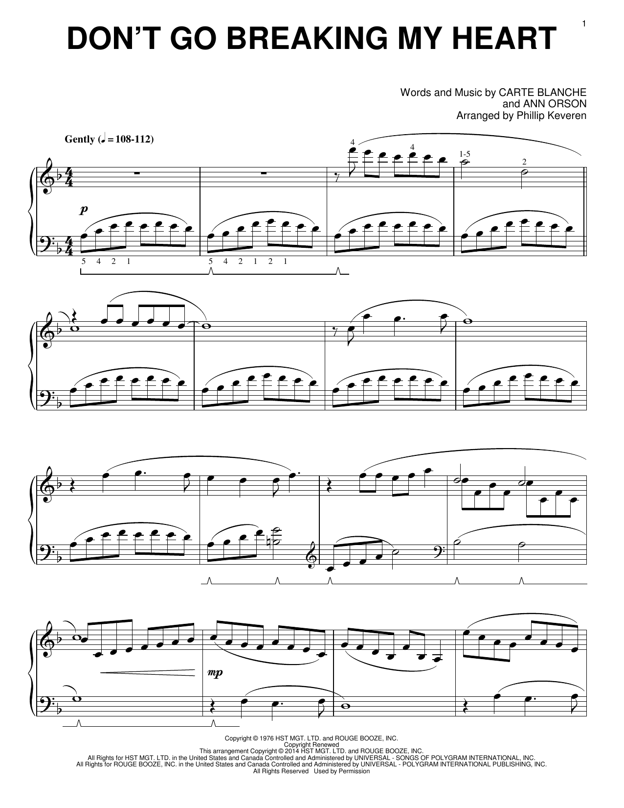 Download Elton John Don't Go Breaking My Heart (arr. Phillip Keveren) Sheet Music and learn how to play Piano PDF digital score in minutes