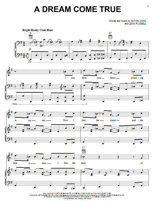 Download Elton John & Leon Russell A Dream Come True Sheet Music and learn how to play Piano, Vocal & Guitar (Right-Hand Melody) PDF digital score in minutes