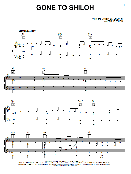 Download Elton John & Leon Russell Gone To Shiloh Sheet Music and learn how to play Piano, Vocal & Guitar (Right-Hand Melody) PDF digital score in minutes