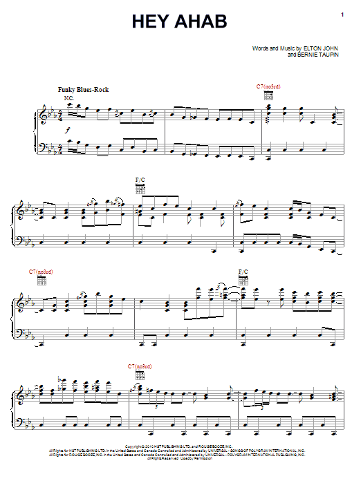 Download Elton John & Leon Russell Hey Ahab Sheet Music and learn how to play Piano, Vocal & Guitar (Right-Hand Melody) PDF digital score in minutes