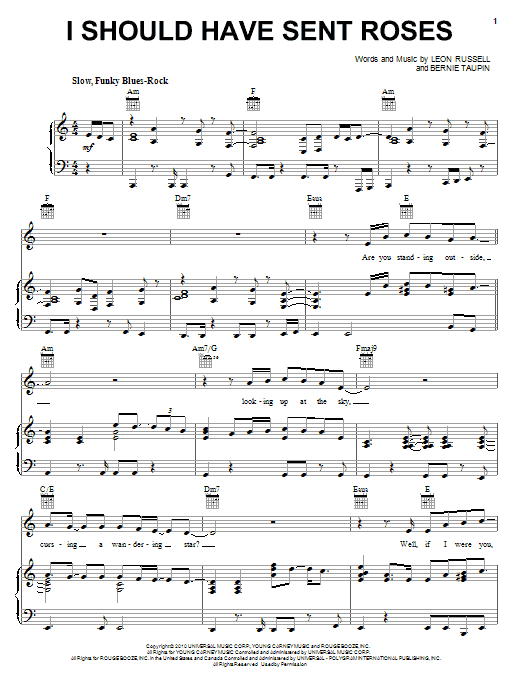 Download Elton John & Leon Russell I Should Have Sent Roses Sheet Music and learn how to play Piano, Vocal & Guitar (Right-Hand Melody) PDF digital score in minutes