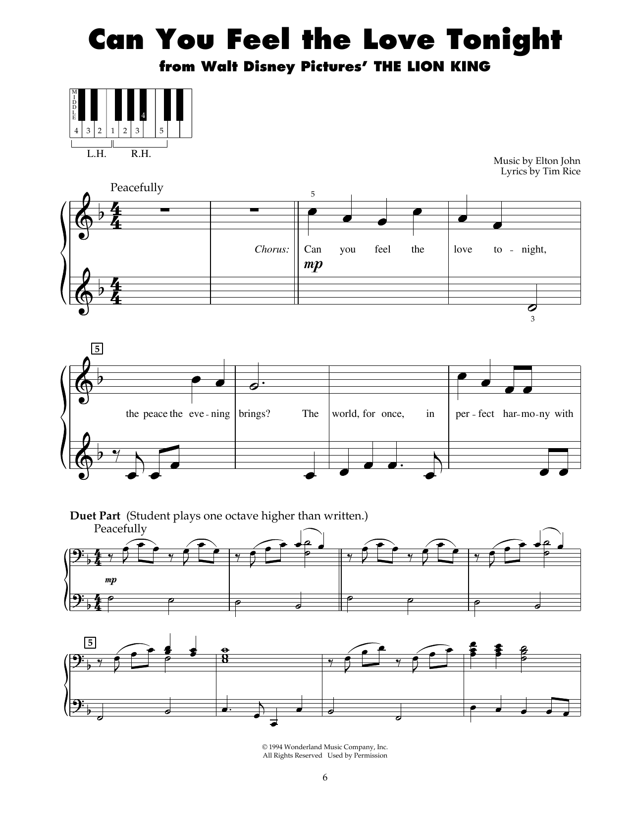 Download Elton John Can You Feel the Love Tonight Sheet Music and learn how to play Guitar Lead Sheet PDF digital score in minutes