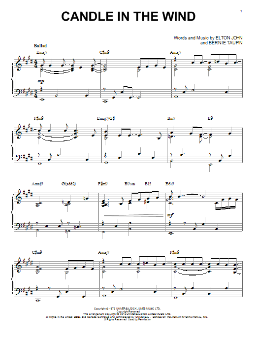 Download Elton John Candle In The Wind Sheet Music and learn how to play Piano PDF digital score in minutes