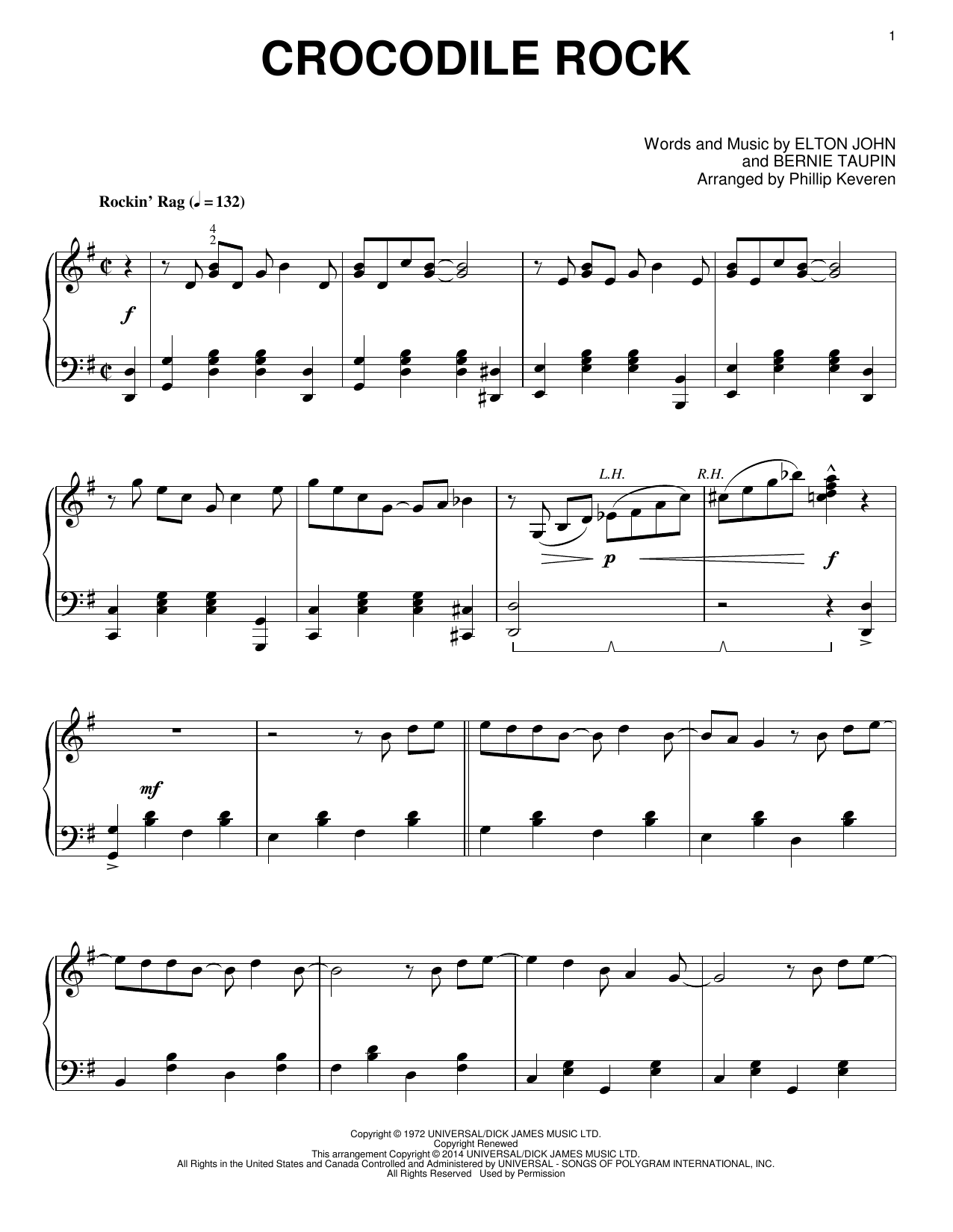 Download Phillip Keveren Crocodile Rock Sheet Music and learn how to play Piano PDF digital score in minutes
