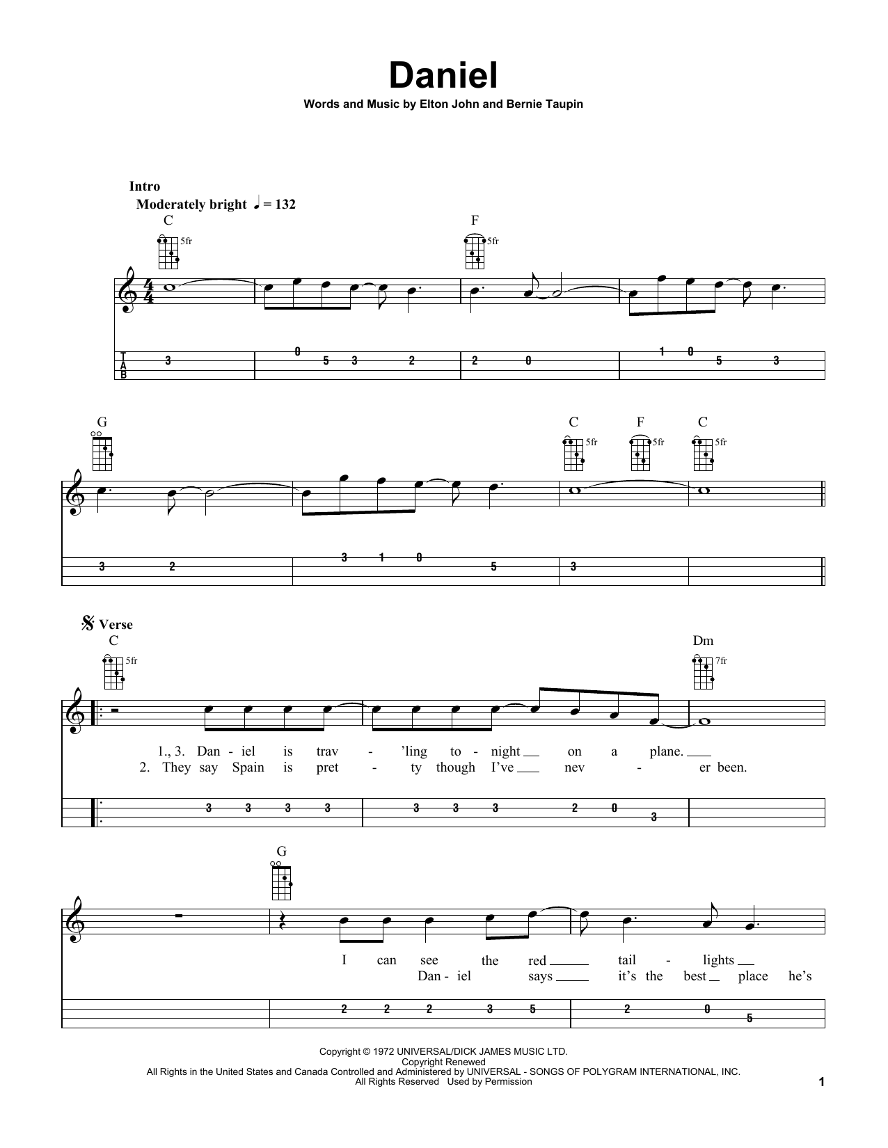 Download Elton John Daniel (arr. Bobby Westfall) Sheet Music and learn how to play Mandolin PDF digital score in minutes