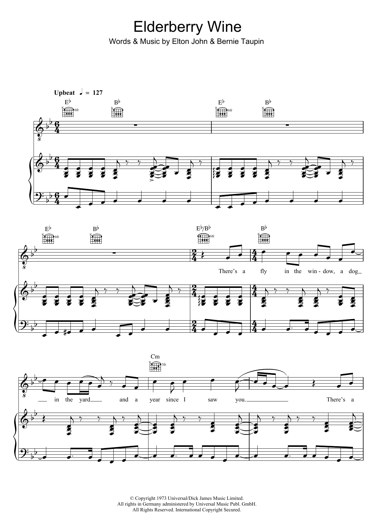 Download Elton John Elderberry Wine Sheet Music and learn how to play Piano, Vocal & Guitar PDF digital score in minutes