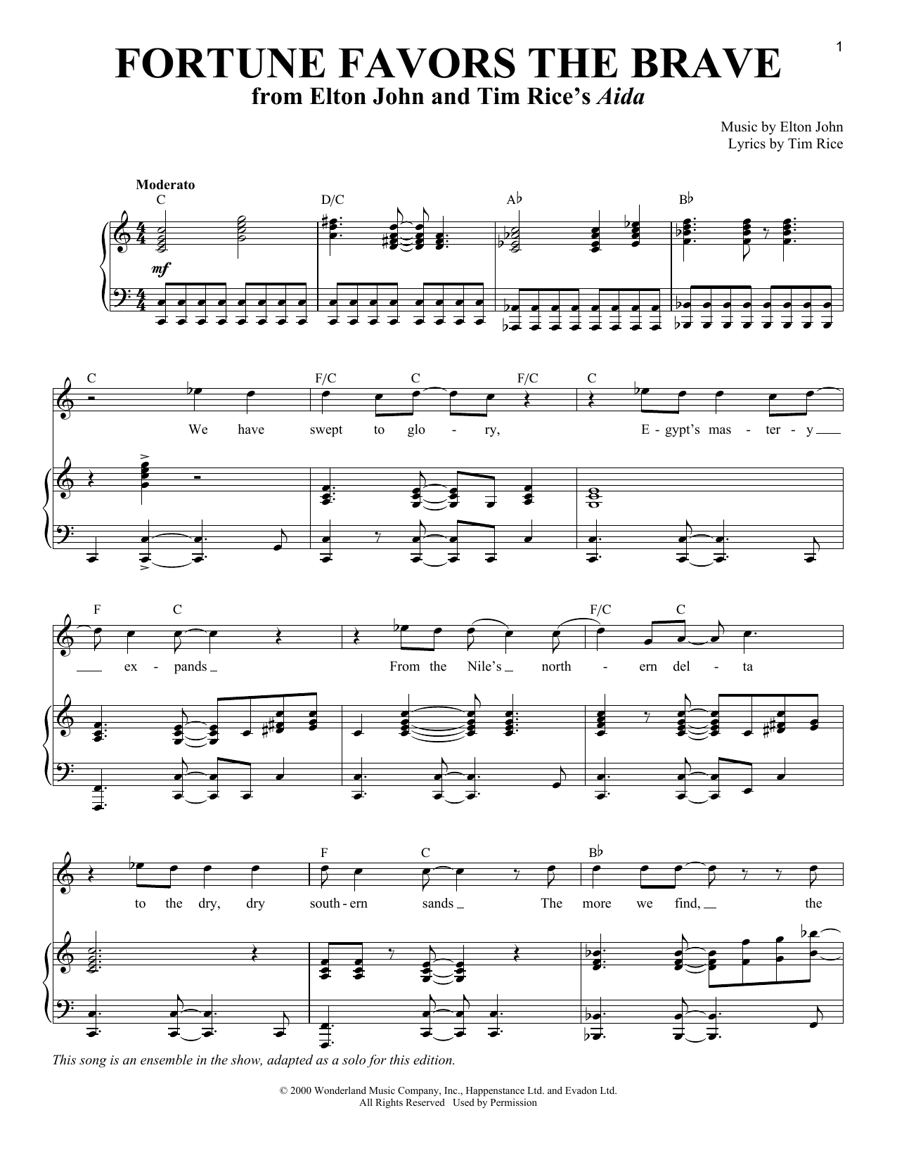 Download Elton John Fortune Favors The Brave Sheet Music and learn how to play Piano & Vocal PDF digital score in minutes
