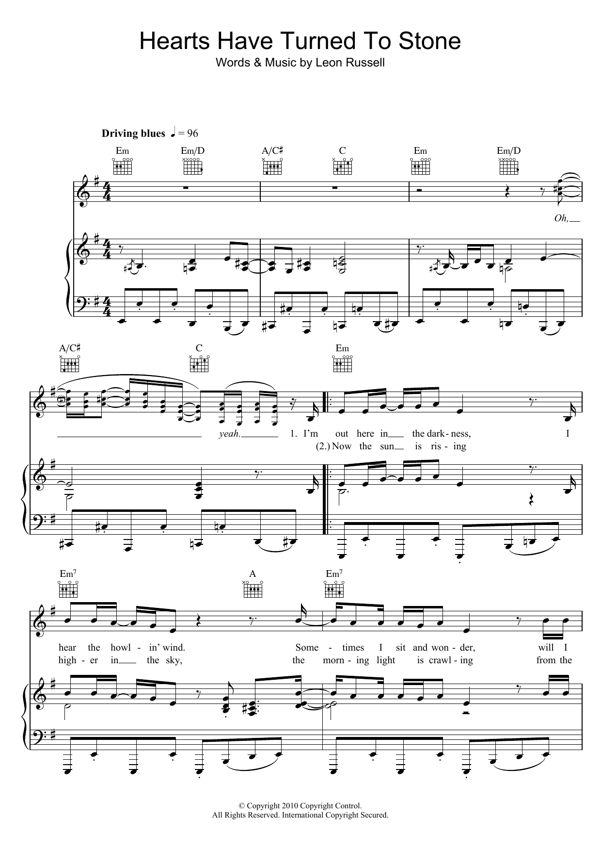 Download Elton John & Leon Russell Hearts Have Turned To Stone Sheet Music and learn how to play Piano, Vocal & Guitar (Right-Hand Melody) PDF digital score in minutes