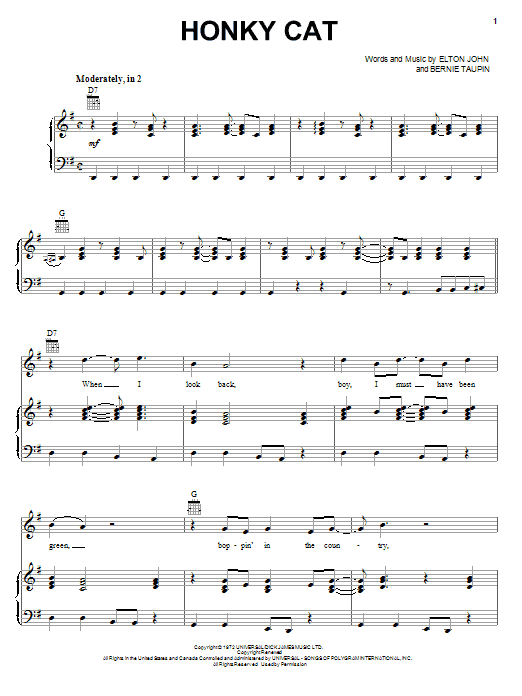 Download Elton John Honky Cat Sheet Music and learn how to play Ukulele PDF digital score in minutes