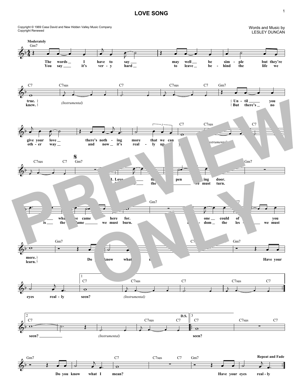 Download Elton John Love Song Sheet Music and learn how to play Lead Sheet / Fake Book PDF digital score in minutes