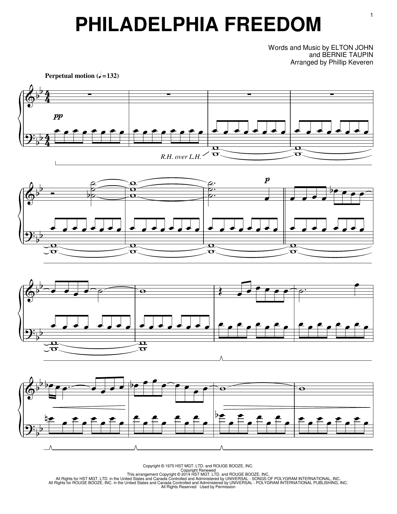 Download Phillip Keveren Philadelphia Freedom Sheet Music and learn how to play Piano PDF digital score in minutes