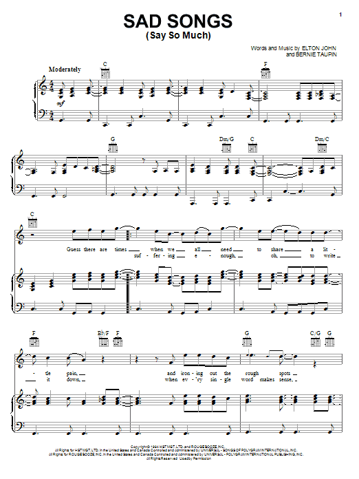 Download Elton John Sad Songs (Say So Much) Sheet Music and learn how to play Chord Buddy PDF digital score in minutes