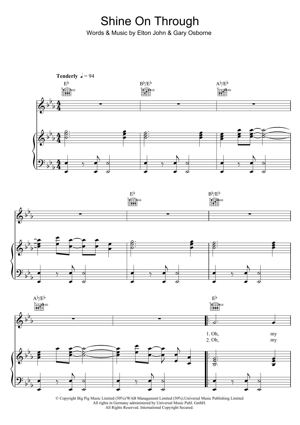 Download Elton John Shine On Through Sheet Music and learn how to play 5-Finger Piano PDF digital score in minutes