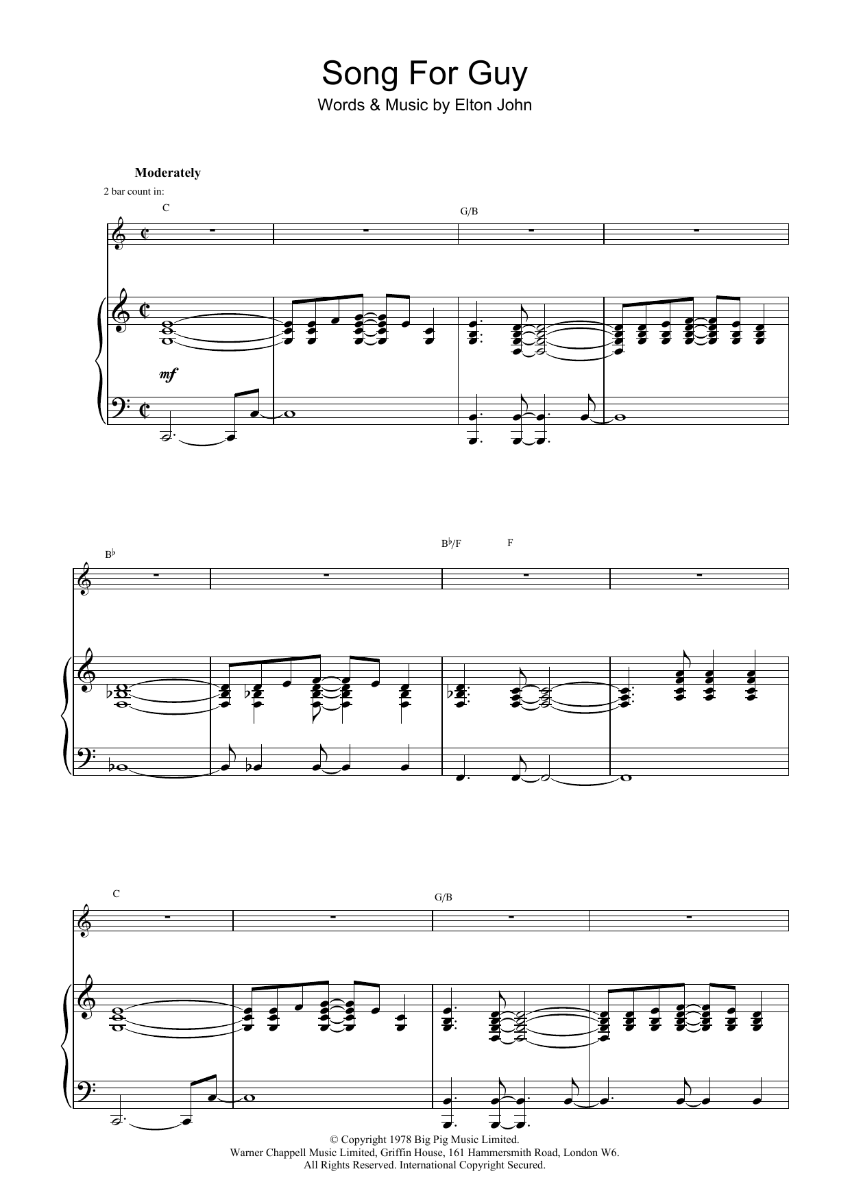 Download Elton John Song For Guy Sheet Music and learn how to play Piano PDF digital score in minutes