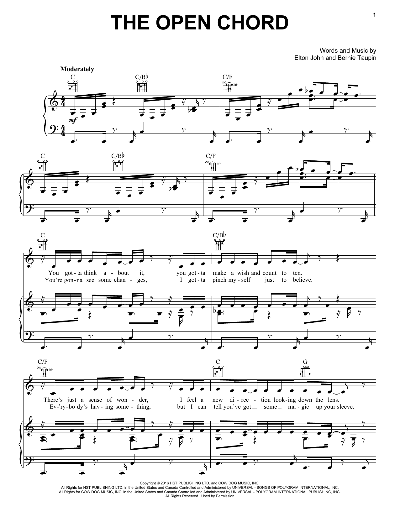 Download Elton John The Open Chord Sheet Music and learn how to play Piano, Vocal & Guitar Chords (Right-Hand Melody) PDF digital score in minutes