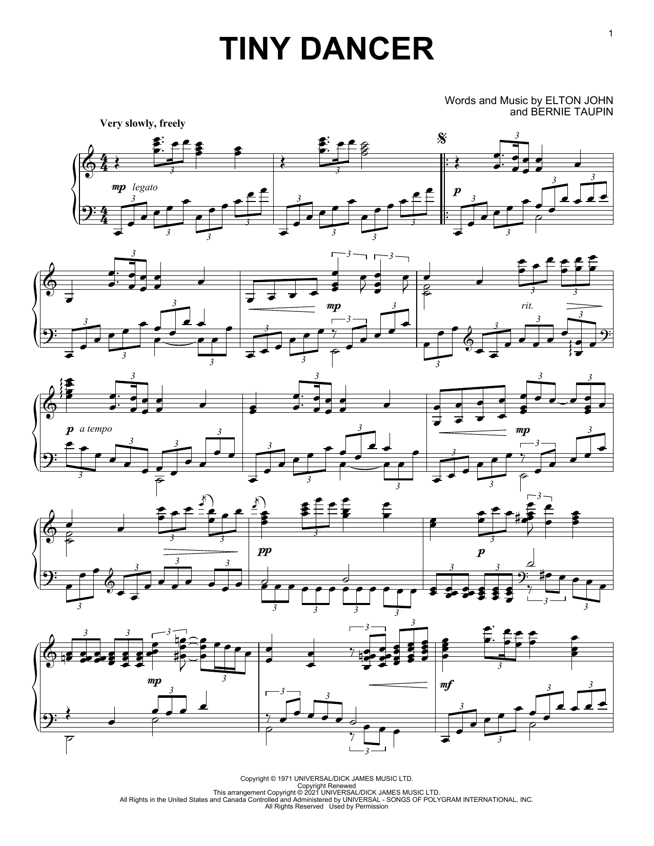 Download Elton John Tiny Dancer [Classical version] (arr. David Pearl) Sheet Music and learn how to play Piano Solo PDF digital score in minutes