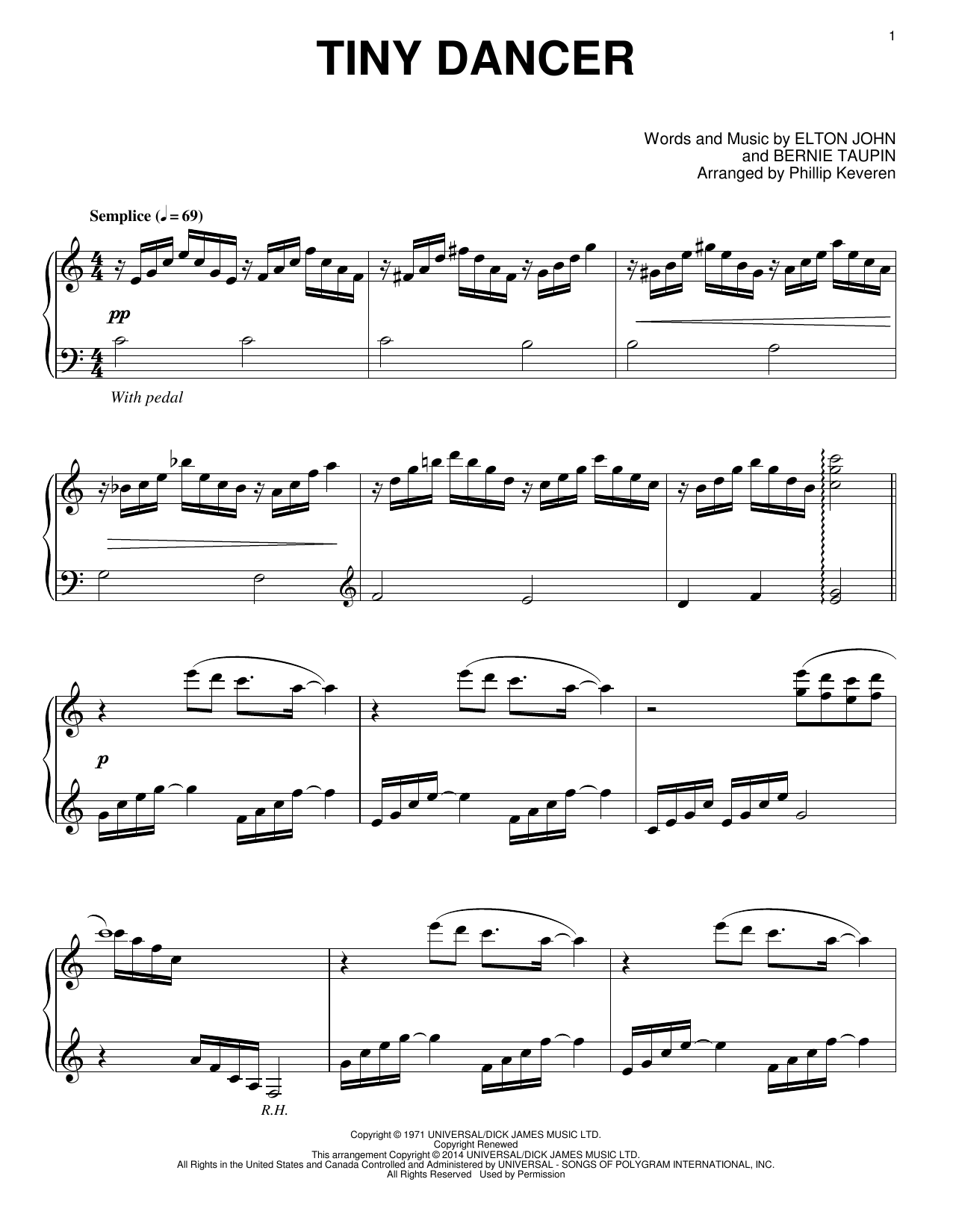 Download Phillip Keveren Tiny Dancer Sheet Music and learn how to play Piano PDF digital score in minutes