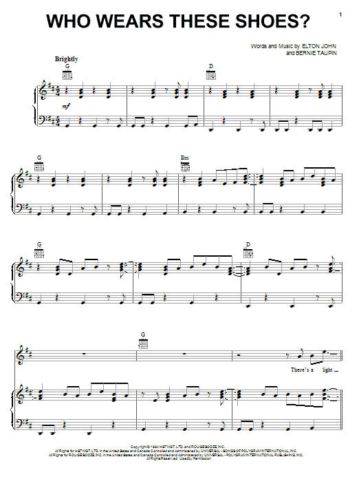 Download Elton John Who Wears These Shoes? Sheet Music and learn how to play Lyrics & Chords PDF digital score in minutes