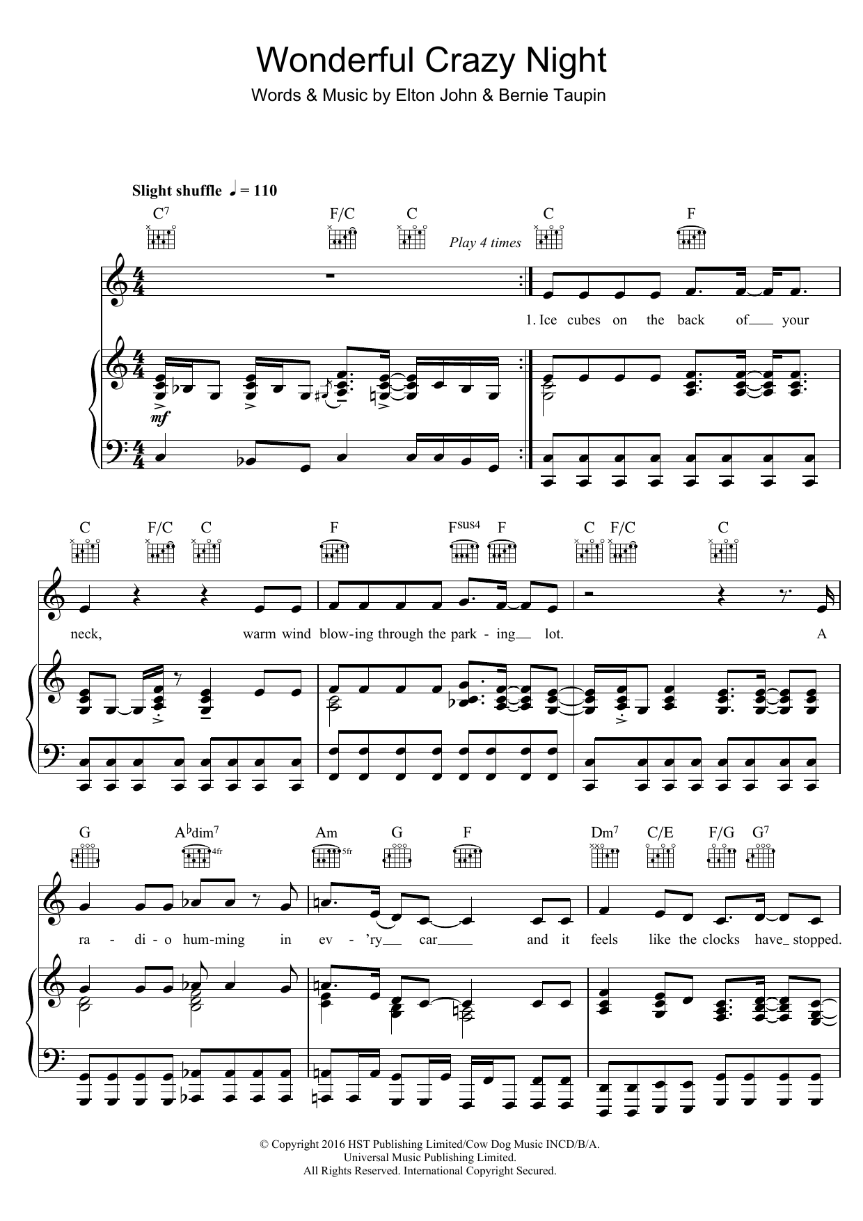 Download Elton John Wonderful Crazy Night Sheet Music and learn how to play Piano, Vocal & Guitar (Right-Hand Melody) PDF digital score in minutes