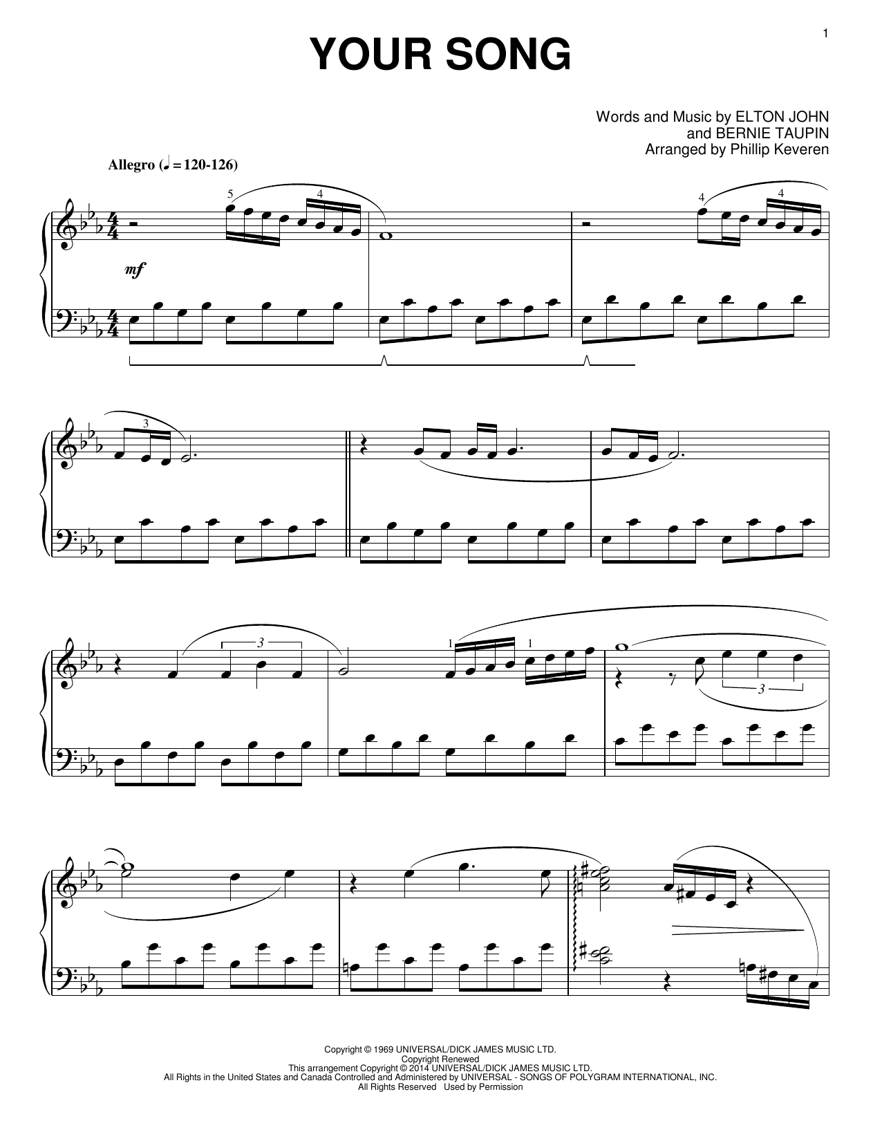 Download Phillip Keveren Your Song Sheet Music and learn how to play Piano PDF digital score in minutes
