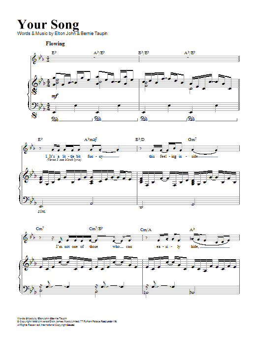 Download Elton John Your Song Sheet Music and learn how to play Alto Saxophone PDF digital score in minutes