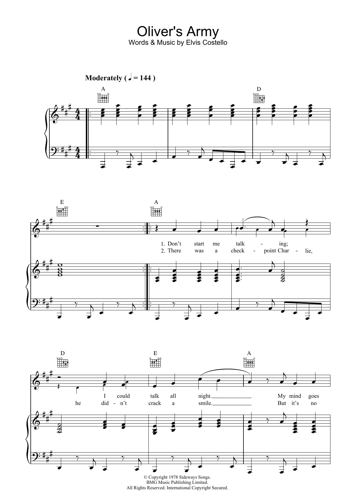 Download Elvis Costello Oliver's Army Sheet Music and learn how to play Flute PDF digital score in minutes