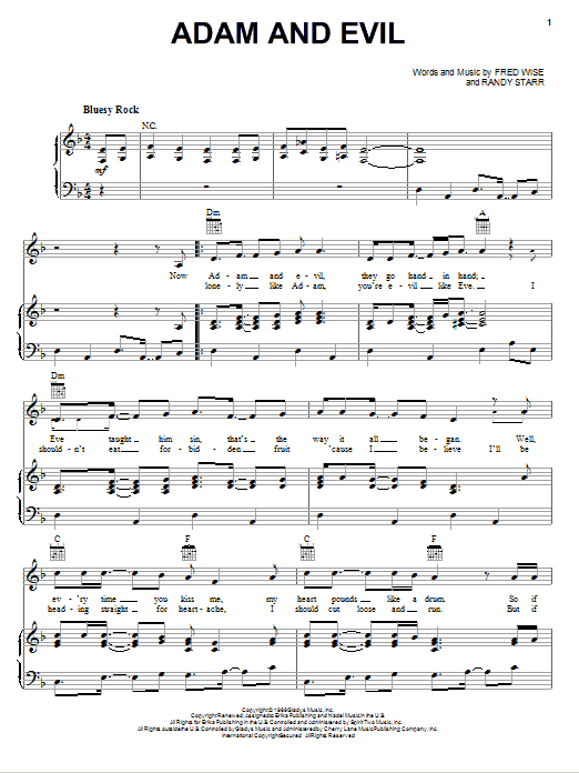 Download Elvis Presley Adam And Evil Sheet Music and learn how to play Piano, Vocal & Guitar (Right-Hand Melody) PDF digital score in minutes