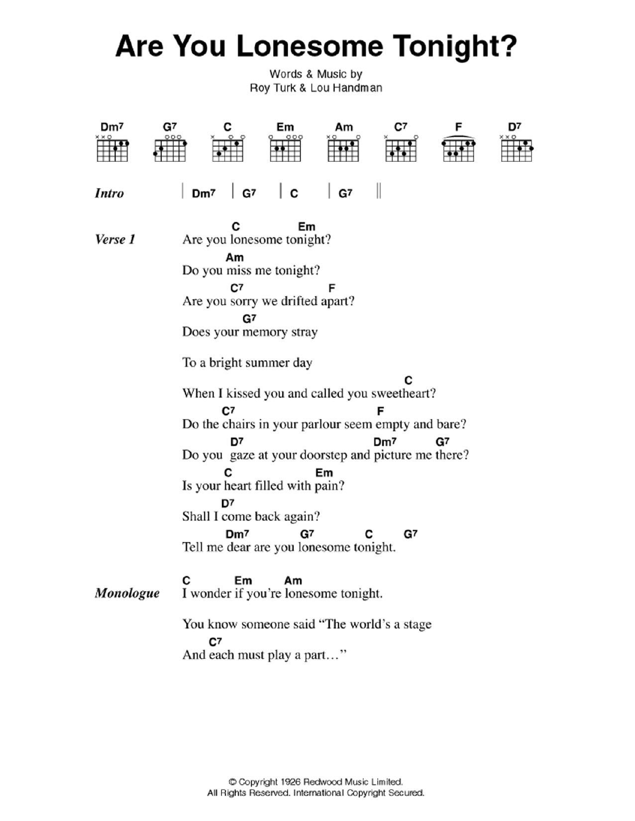 Download Elvis Presley Are You Lonesome Tonight? Sheet Music and learn how to play Super Easy Piano PDF digital score in minutes