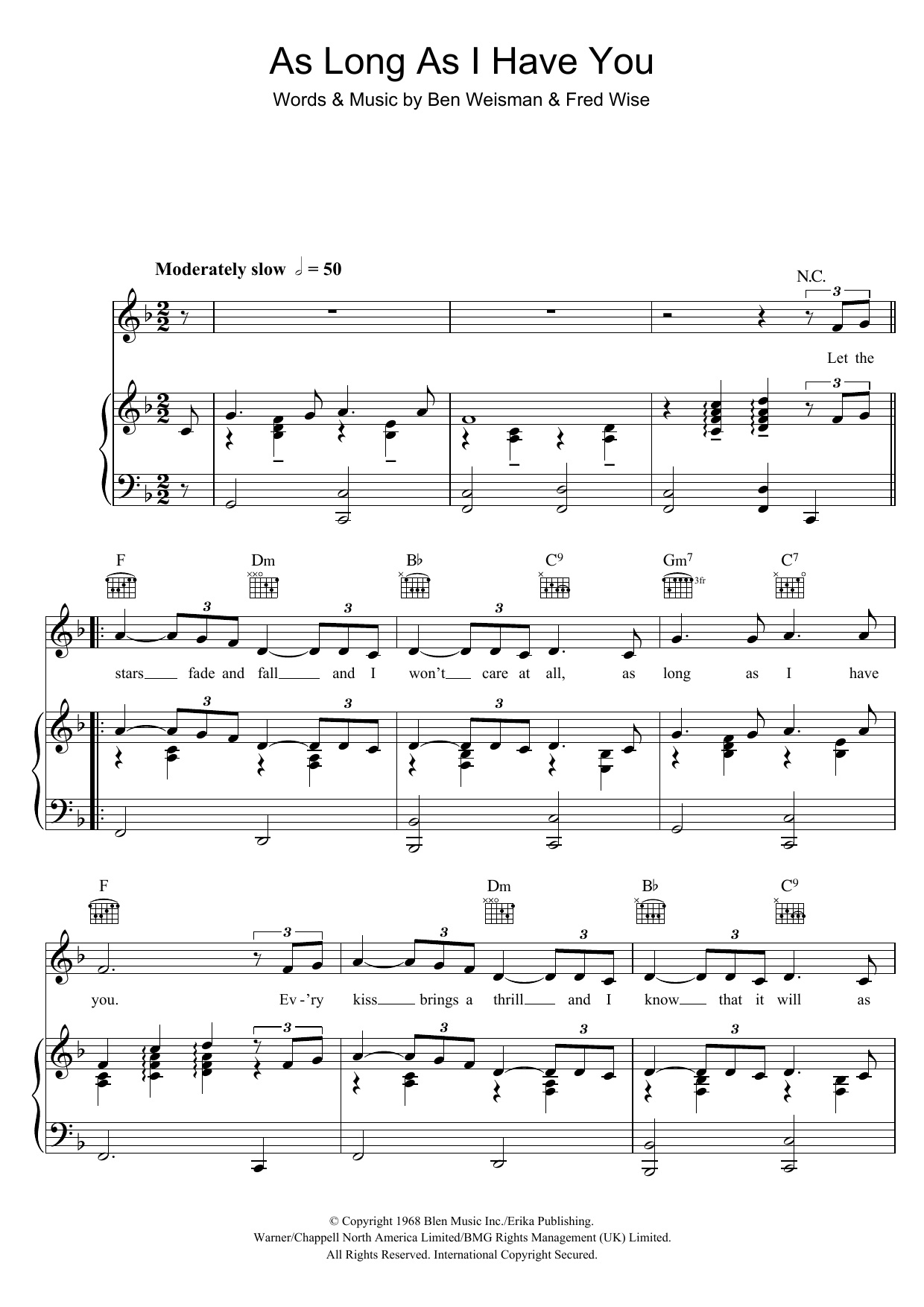 Download Elvis Presley As Long As I Have You Sheet Music and learn how to play Piano, Vocal & Guitar (Right-Hand Melody) PDF digital score in minutes