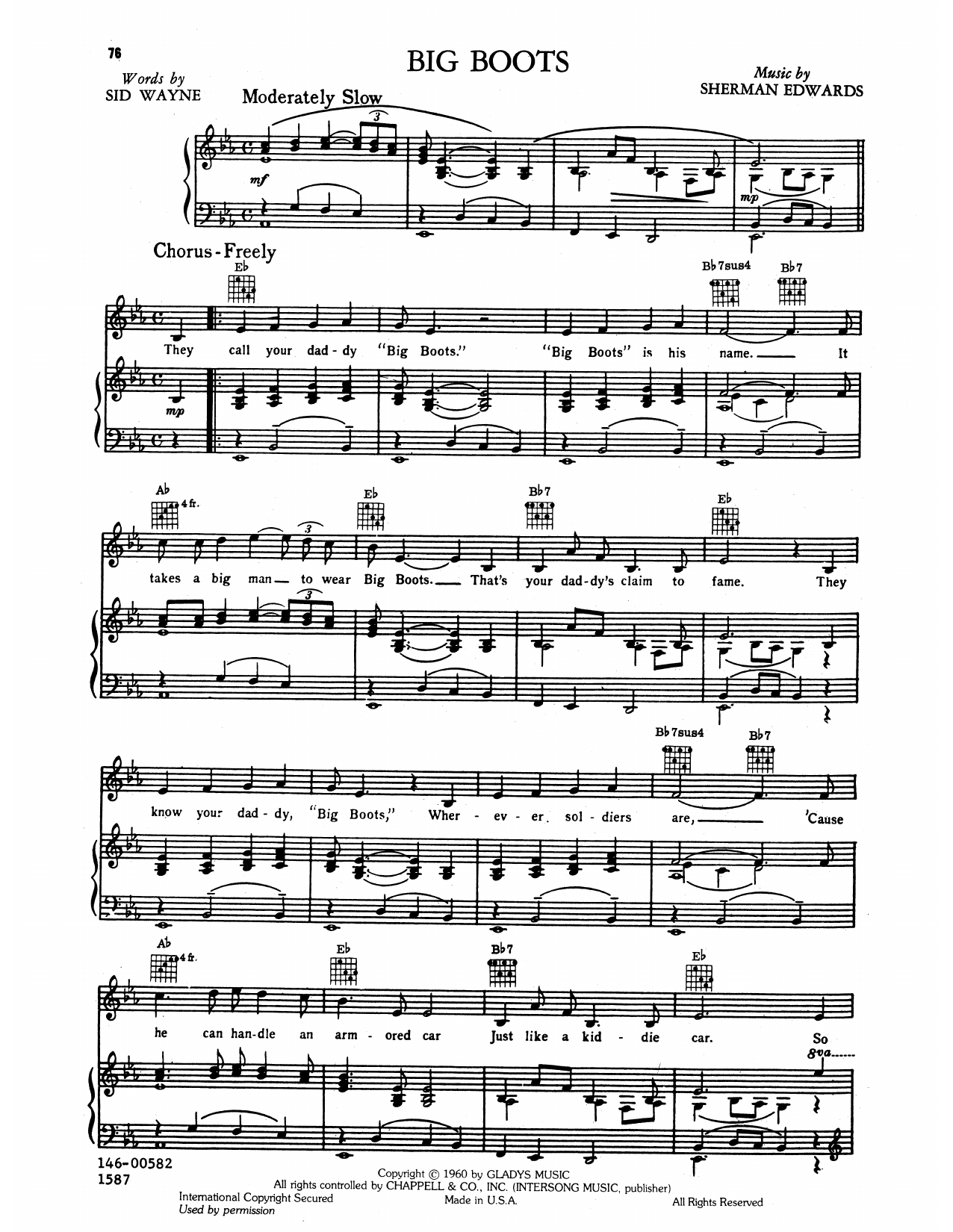 Download Elvis Presley Big Boots Sheet Music and learn how to play Piano, Vocal & Guitar Chords (Right-Hand Melody) PDF digital score in minutes