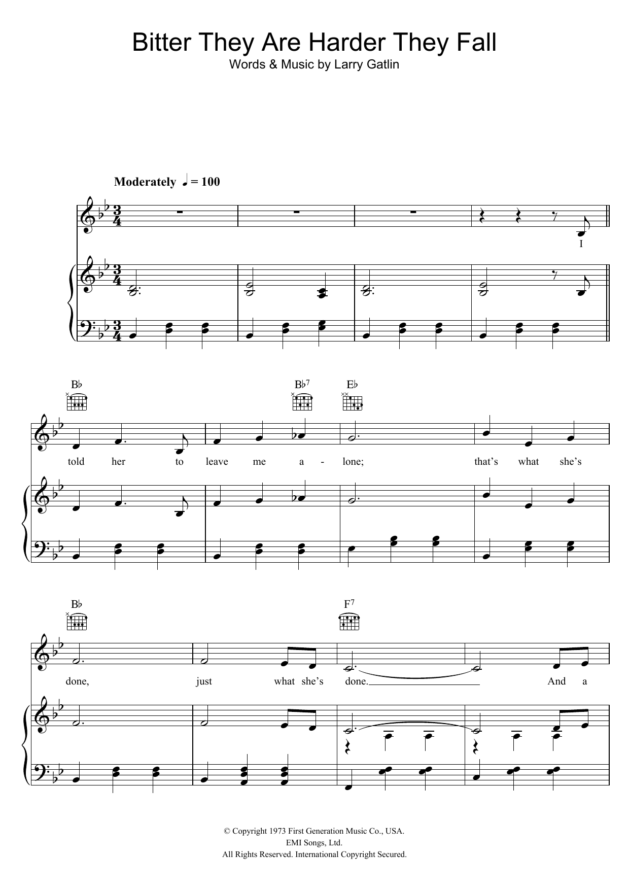 Download Elvis Presley Bitter They Are, Harder They Fall Sheet Music and learn how to play Piano, Vocal & Guitar Chords (Right-Hand Melody) PDF digital score in minutes