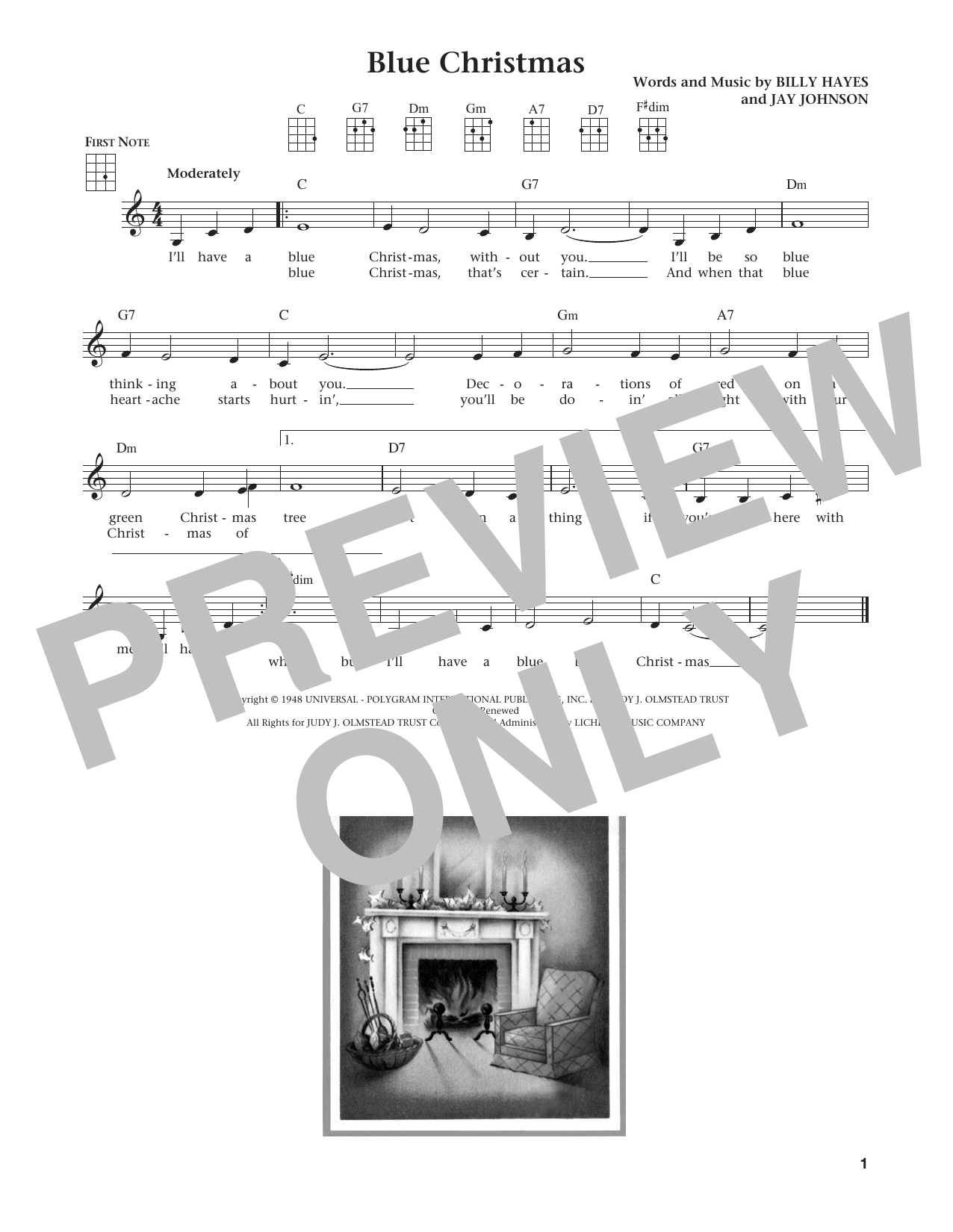 Download Elvis Presley Blue Christmas Sheet Music and learn how to play Ukulele PDF digital score in minutes