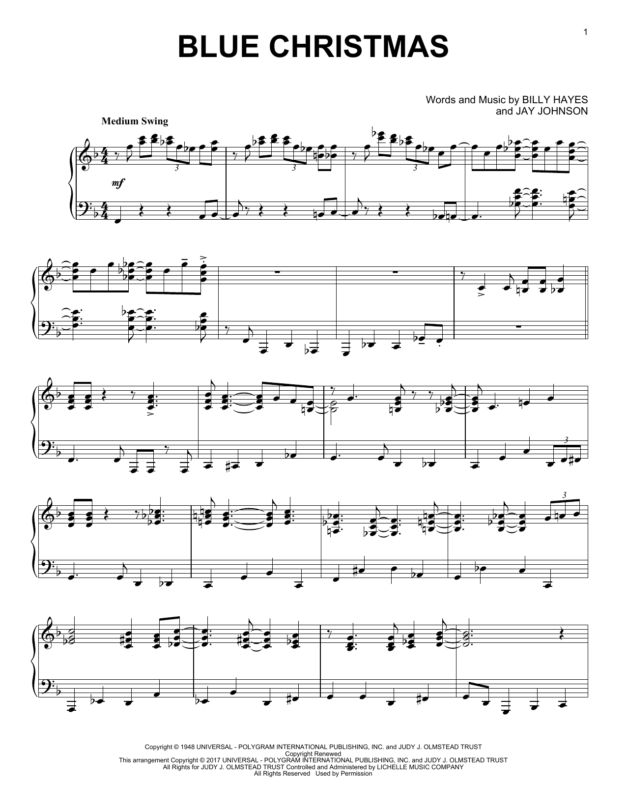 Download Elvis Presley Blue Christmas Sheet Music and learn how to play Piano PDF digital score in minutes