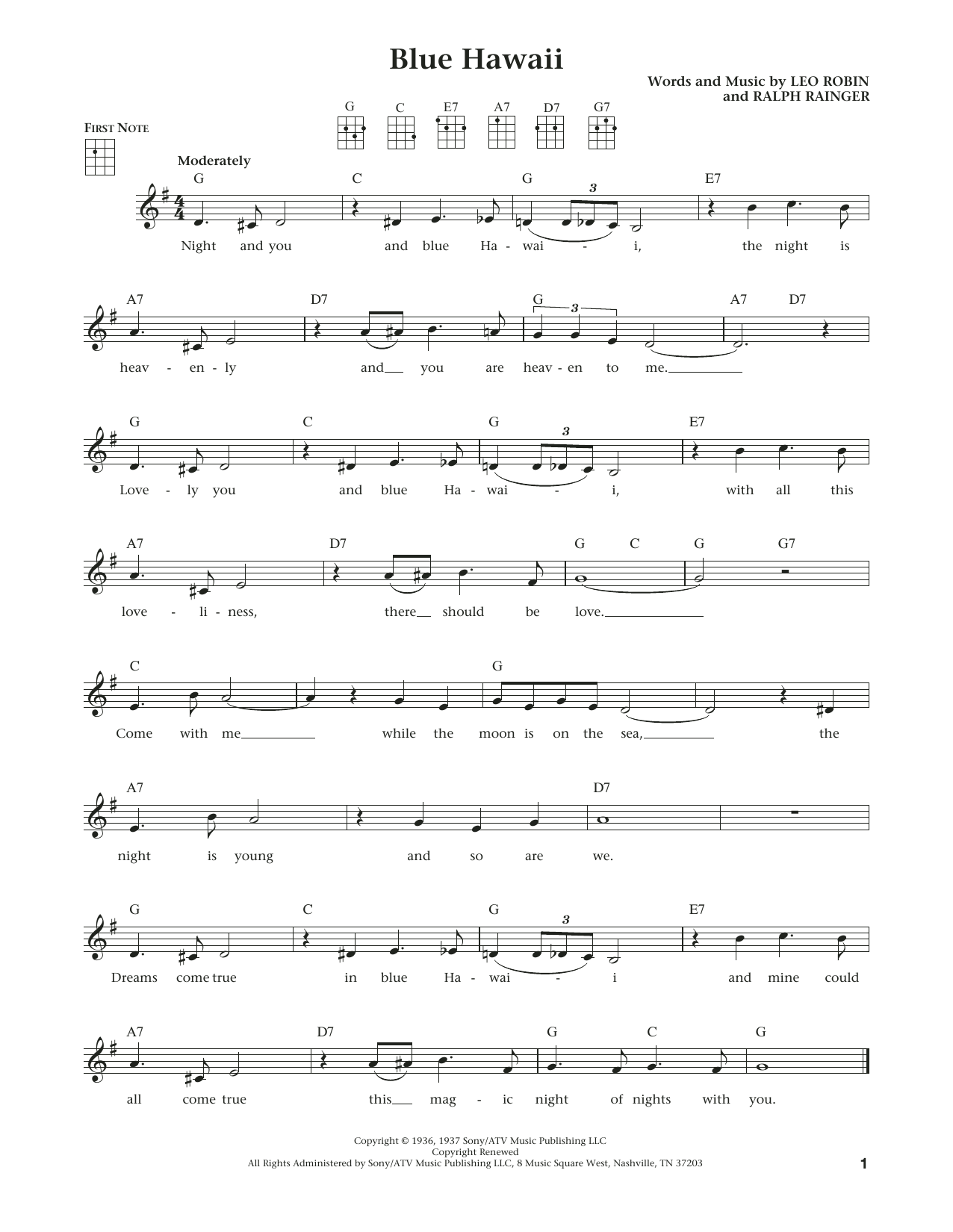Download Elvis Presley Blue Hawaii Sheet Music and learn how to play Ukulele PDF digital score in minutes