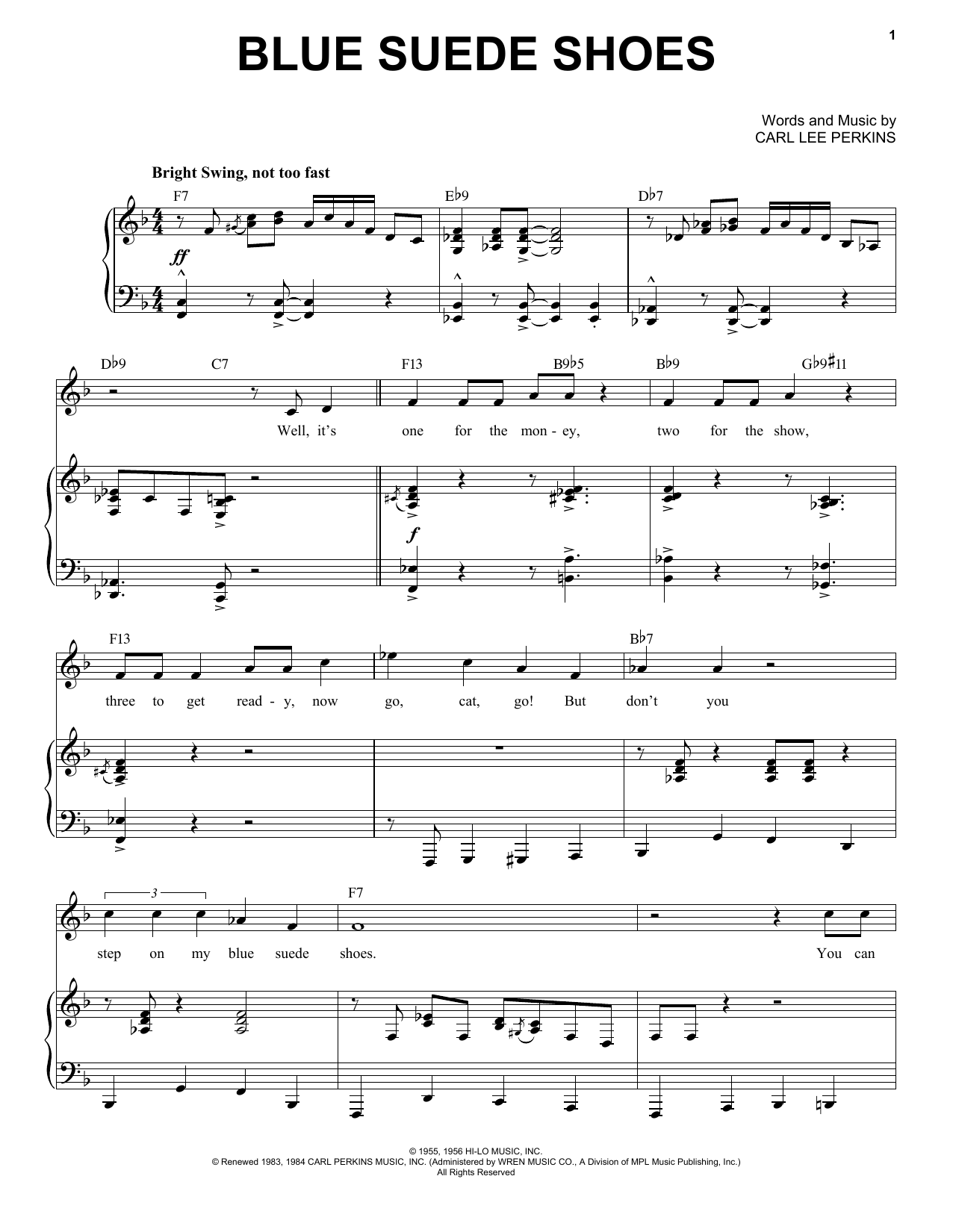 Download Elvis Presley Blue Suede Shoes [Jazz version] (arr. Brent Edstrom) Sheet Music and learn how to play Piano & Vocal PDF digital score in minutes