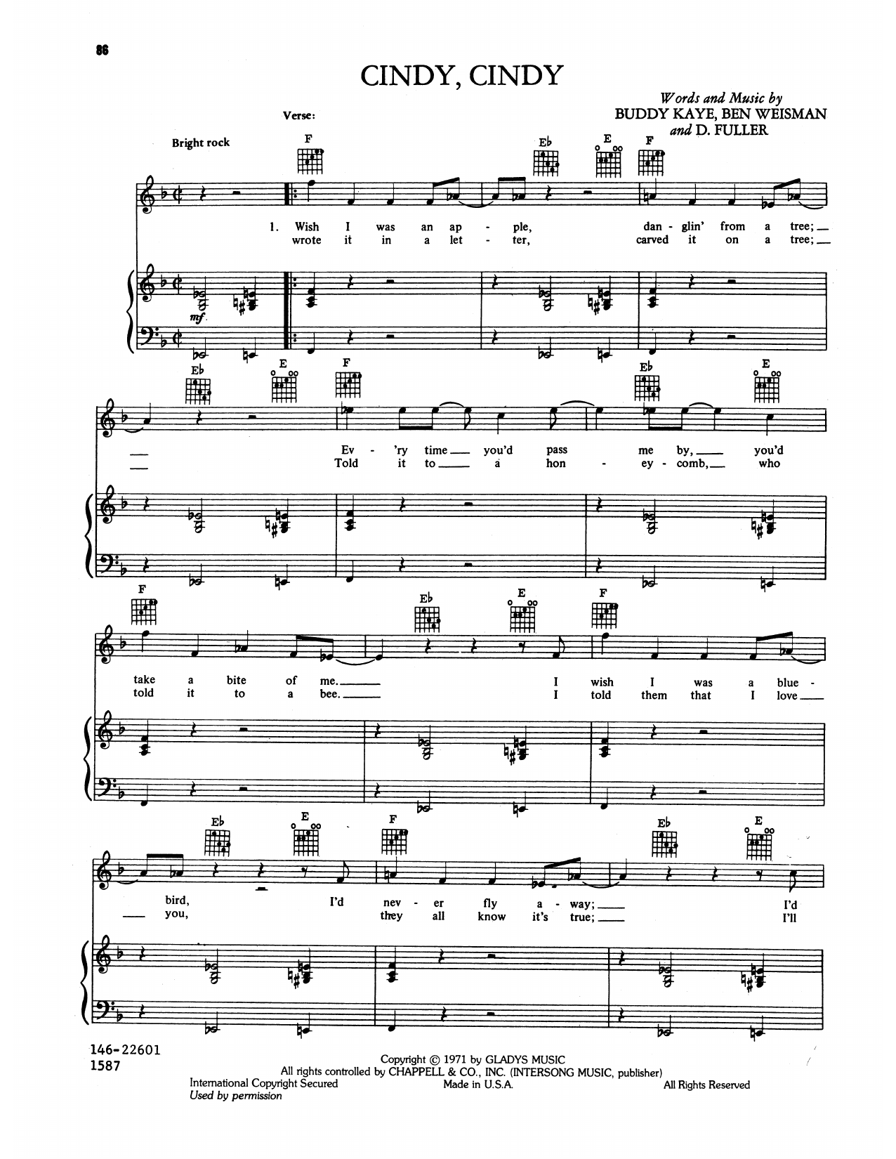 Download Elvis Presley Cindy, Cindy Sheet Music and learn how to play Piano, Vocal & Guitar Chords (Right-Hand Melody) PDF digital score in minutes