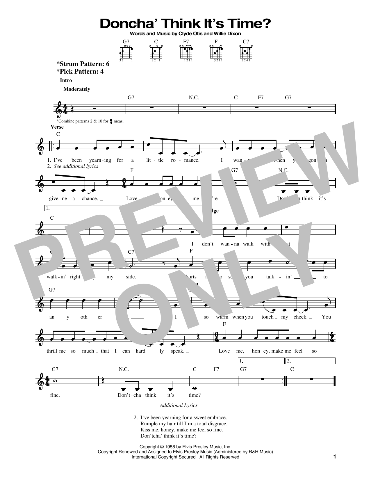 Download Elvis Presley Doncha' Think It's Time? Sheet Music and learn how to play Easy Guitar PDF digital score in minutes