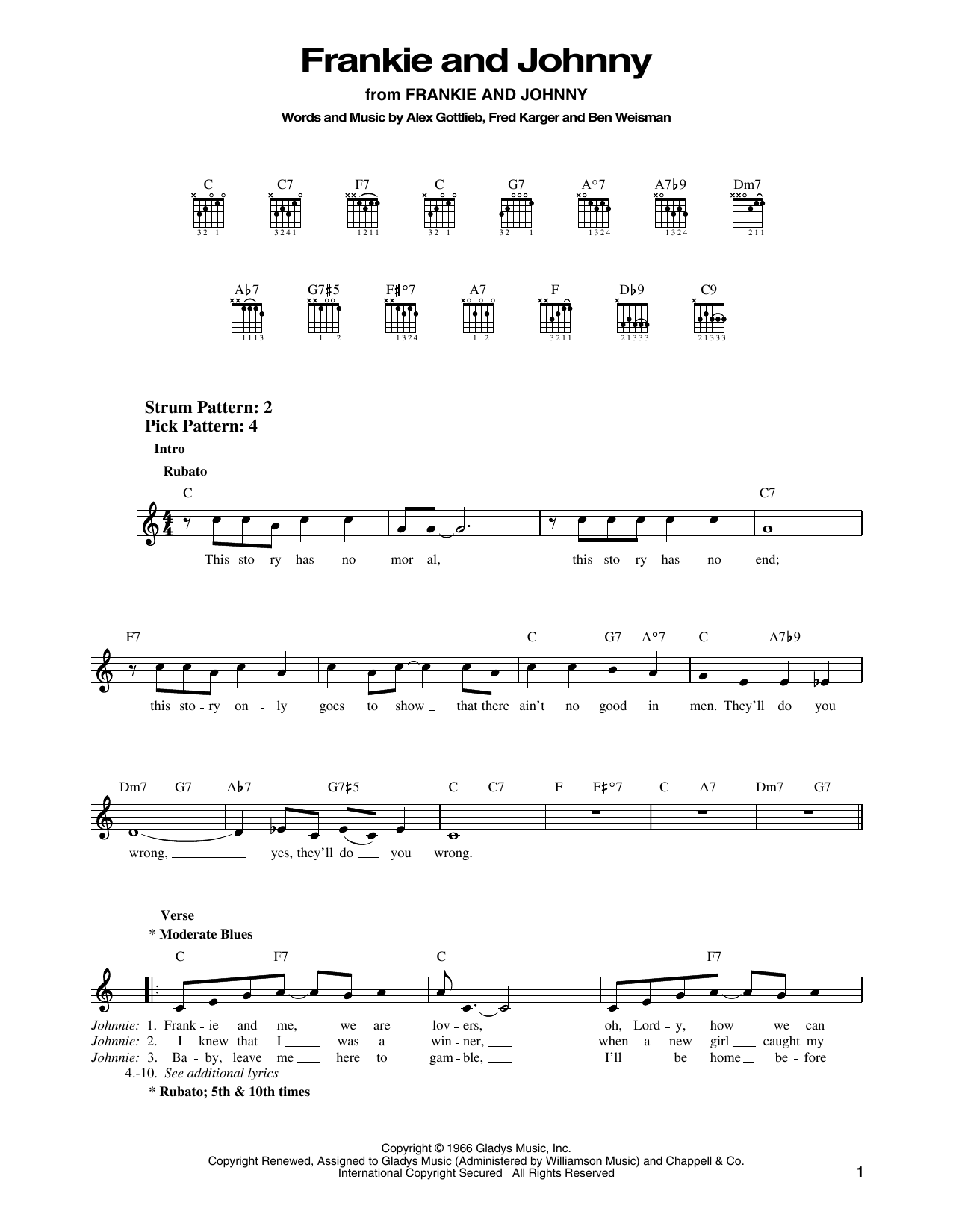 Download Elvis Presley Frankie And Johnny Sheet Music and learn how to play Easy Guitar PDF digital score in minutes