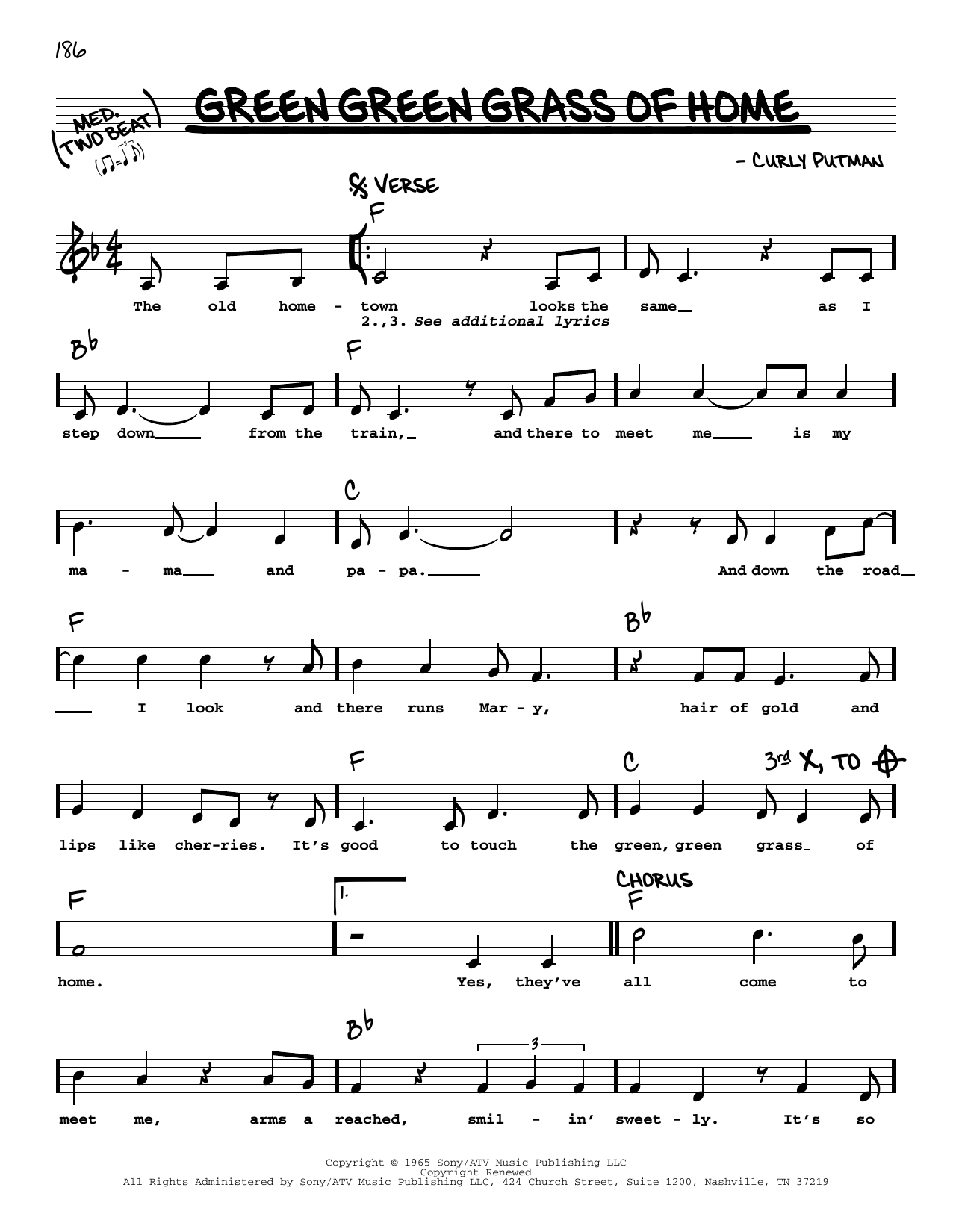 Download Elvis Presley Green Green Grass Of Home Sheet Music and learn how to play Real Book – Melody, Lyrics & Chords PDF digital score in minutes