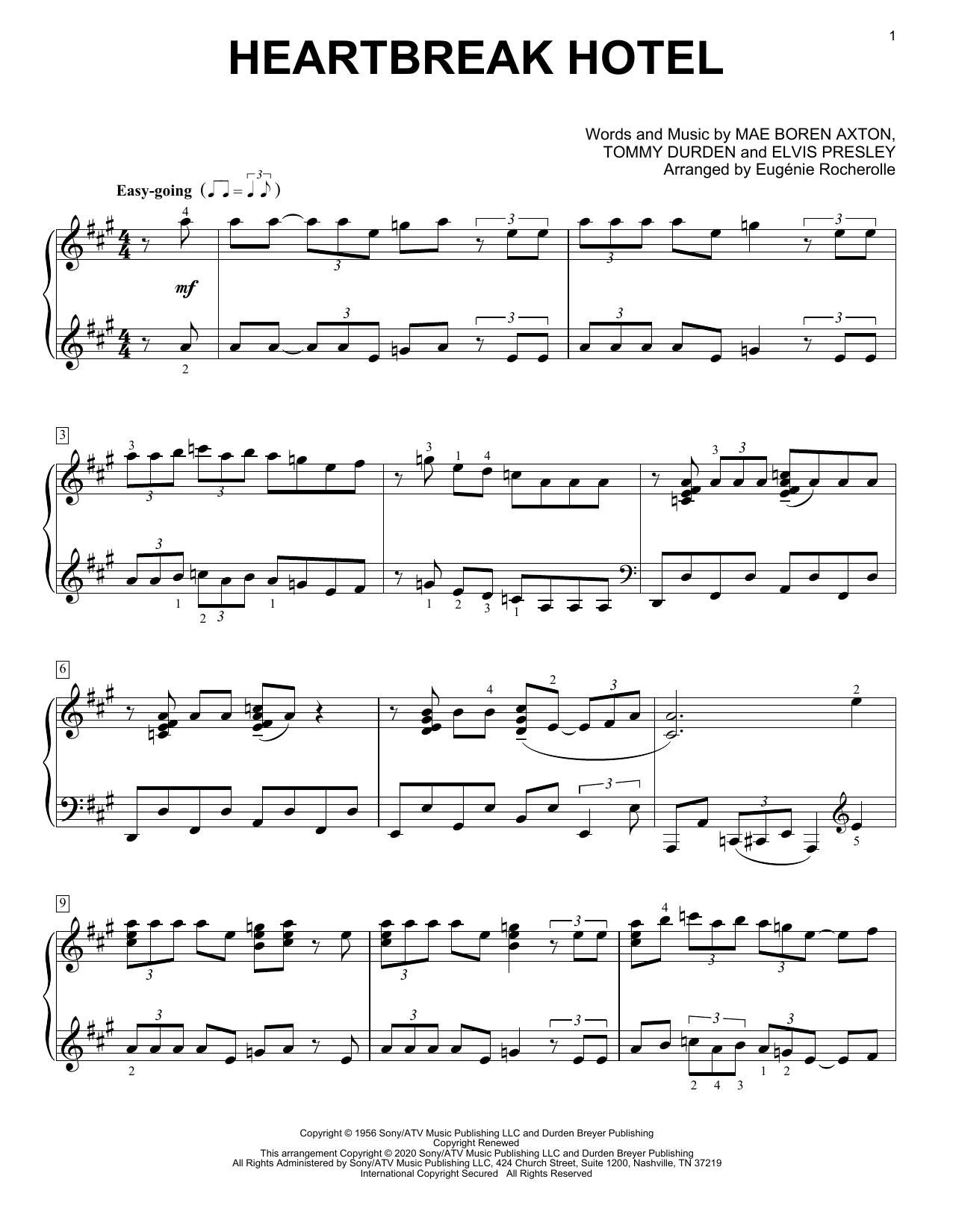 Download Elvis Presley Heartbreak Hotel [Boogie-woogie version] (arr. Eugénie Rocherolle) Sheet Music and learn how to play Piano Solo PDF digital score in minutes