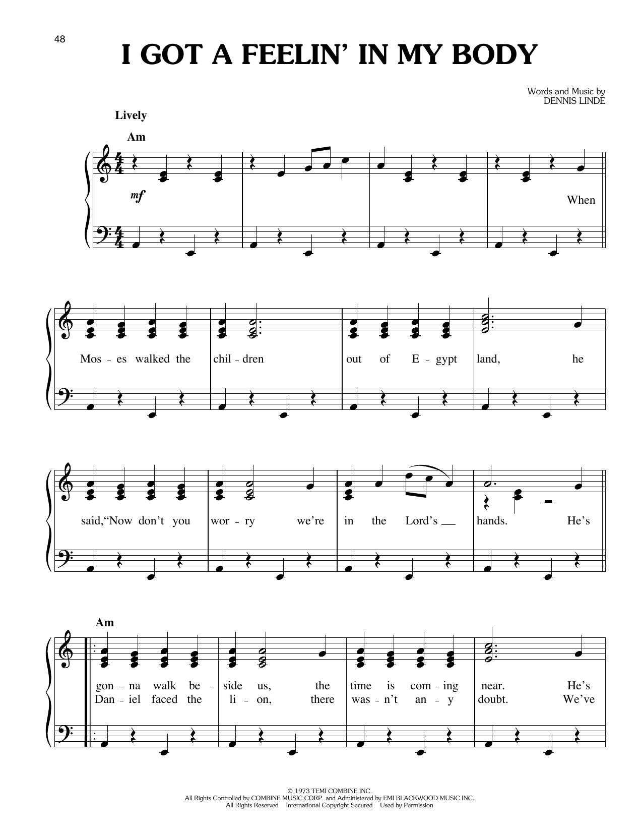 Download Elvis Presley I Got A Feelin' In My Body Sheet Music and learn how to play Easy Piano PDF digital score in minutes
