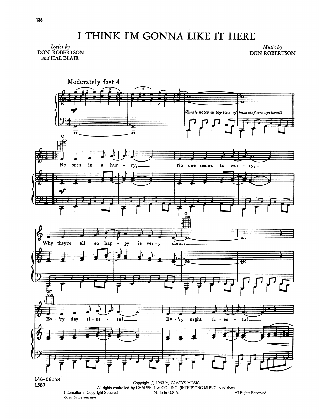 Download Elvis Presley I Think I'm Gonna Like It Here Sheet Music and learn how to play Piano, Vocal & Guitar Chords (Right-Hand Melody) PDF digital score in minutes