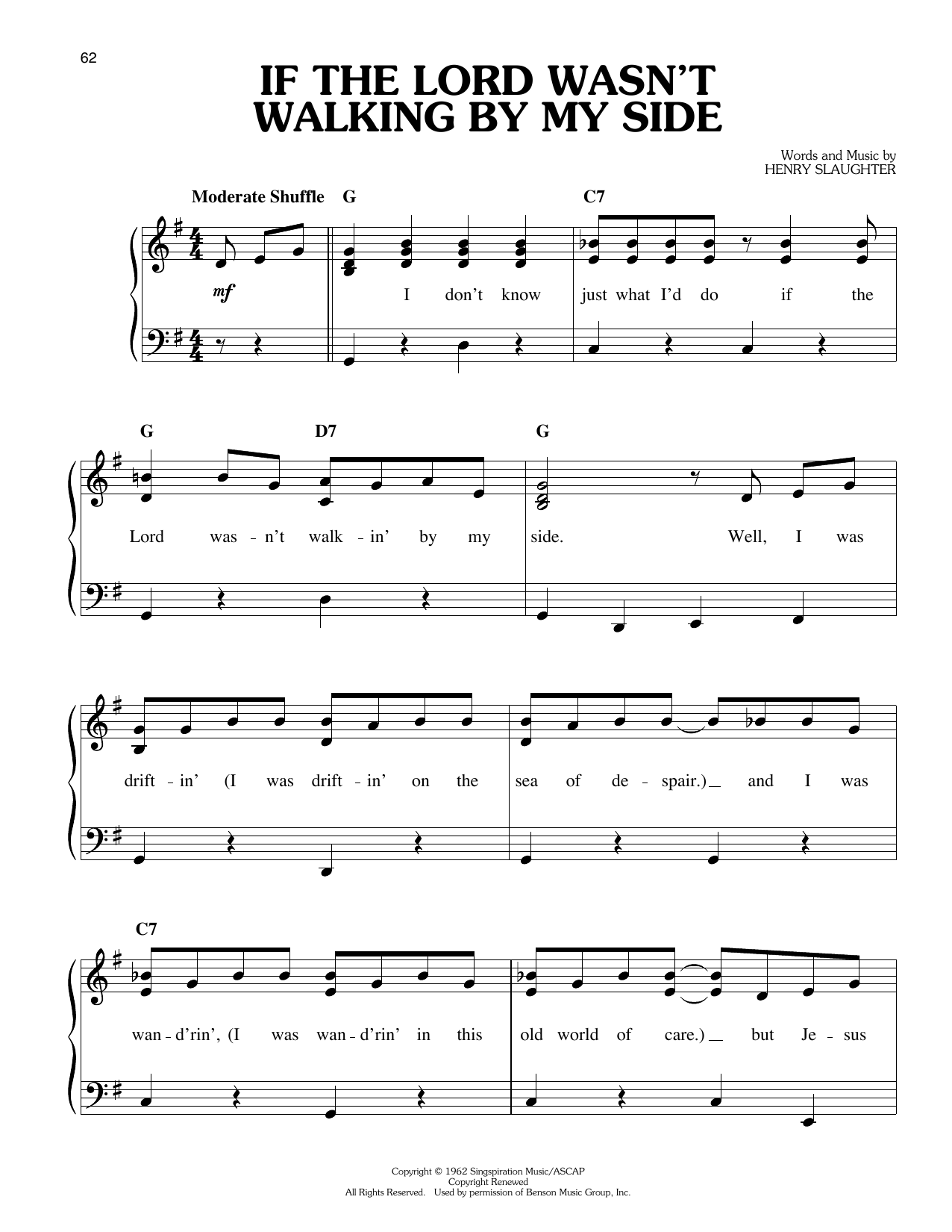 Download Elvis Presley If The Lord Wasn't Walking By My Side Sheet Music and learn how to play Easy Piano PDF digital score in minutes