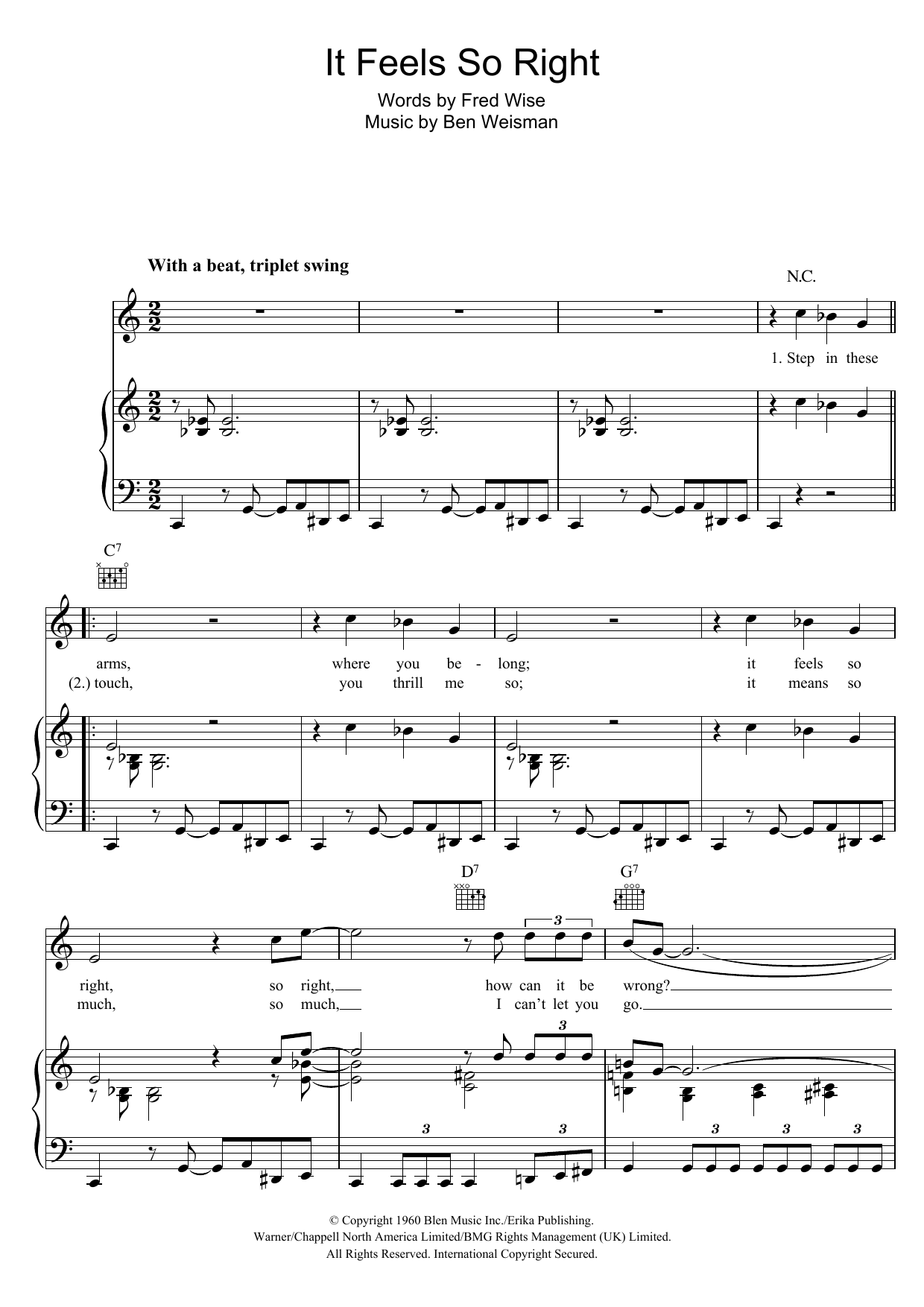 Download Elvis Presley It Feels So Right Sheet Music and learn how to play Piano, Vocal & Guitar (Right-Hand Melody) PDF digital score in minutes